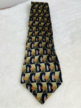 Valentino Classic Silk Tie with Olive Geometric Motif